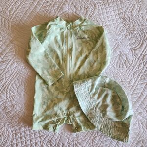 Eddie Bauer 1 Piece Swimsuit & Hat Set